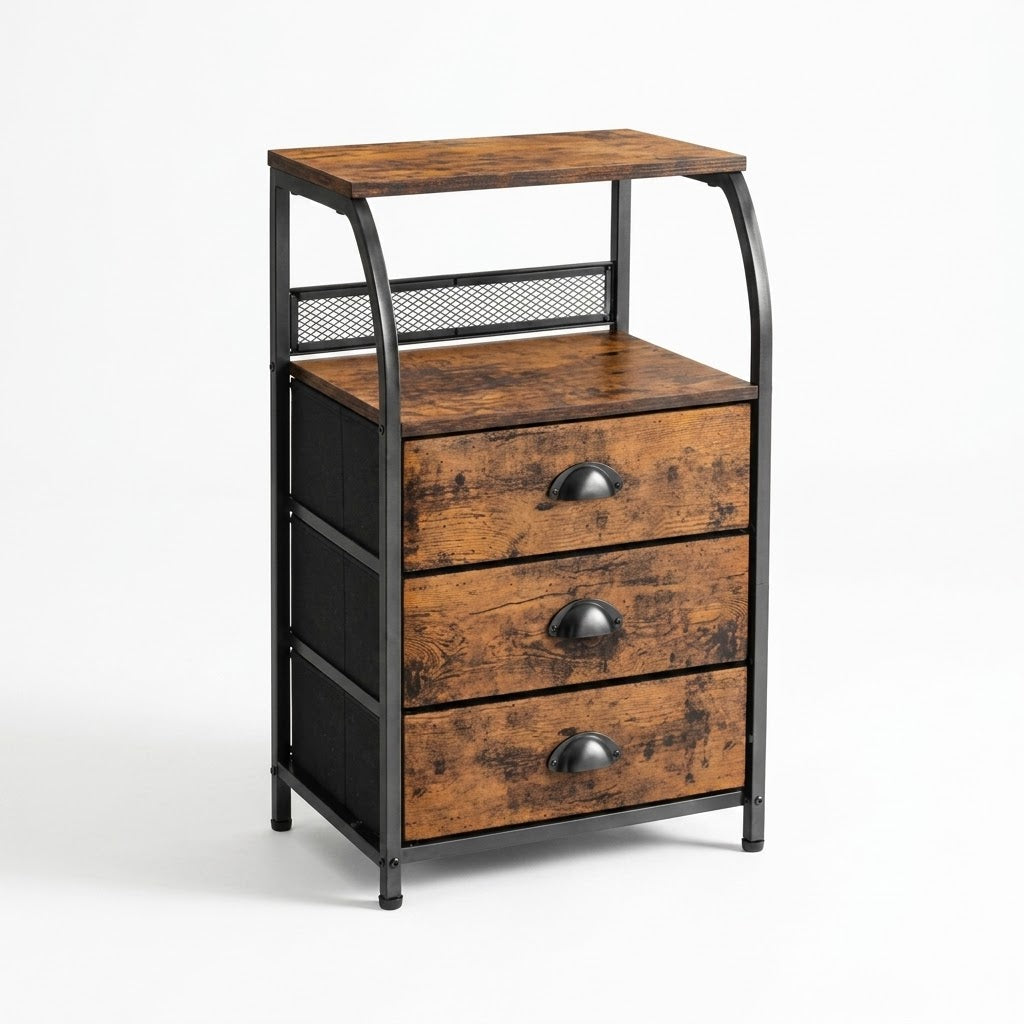 Shawken 3-Tier Curved Fabric Storage End Table
