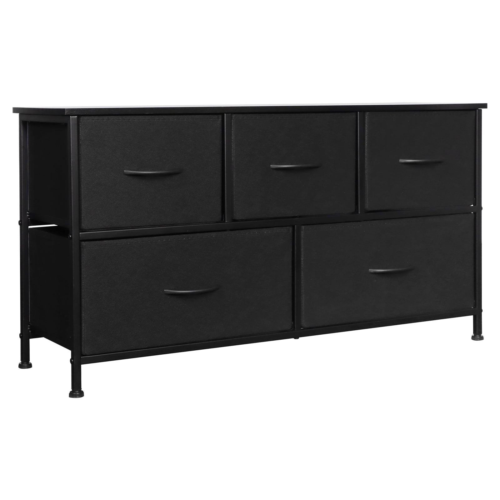 Shawken 5-Drawer Fabric Storage Dresser with Wooden Top