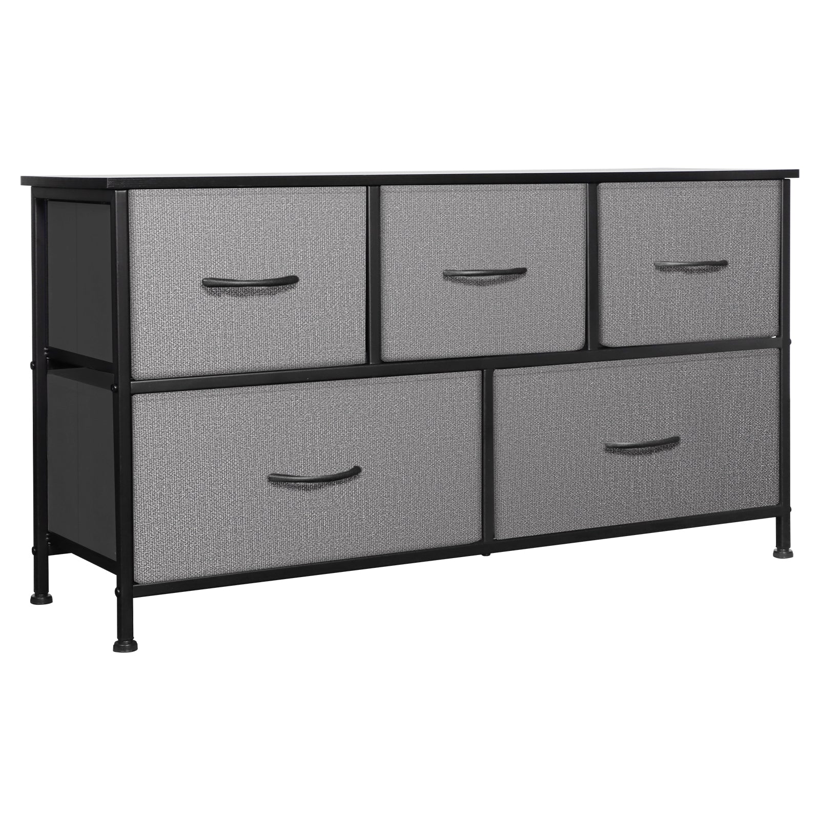 Shawken 5-Drawer Fabric Storage Dresser with Wooden Top