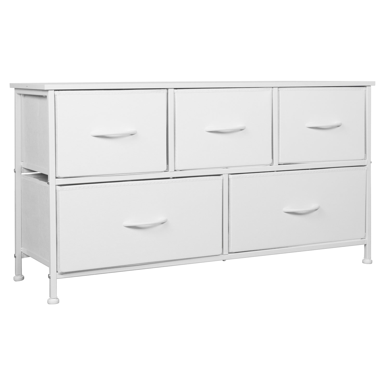 Shawken 5-Drawer Fabric Storage Dresser with Wooden Top