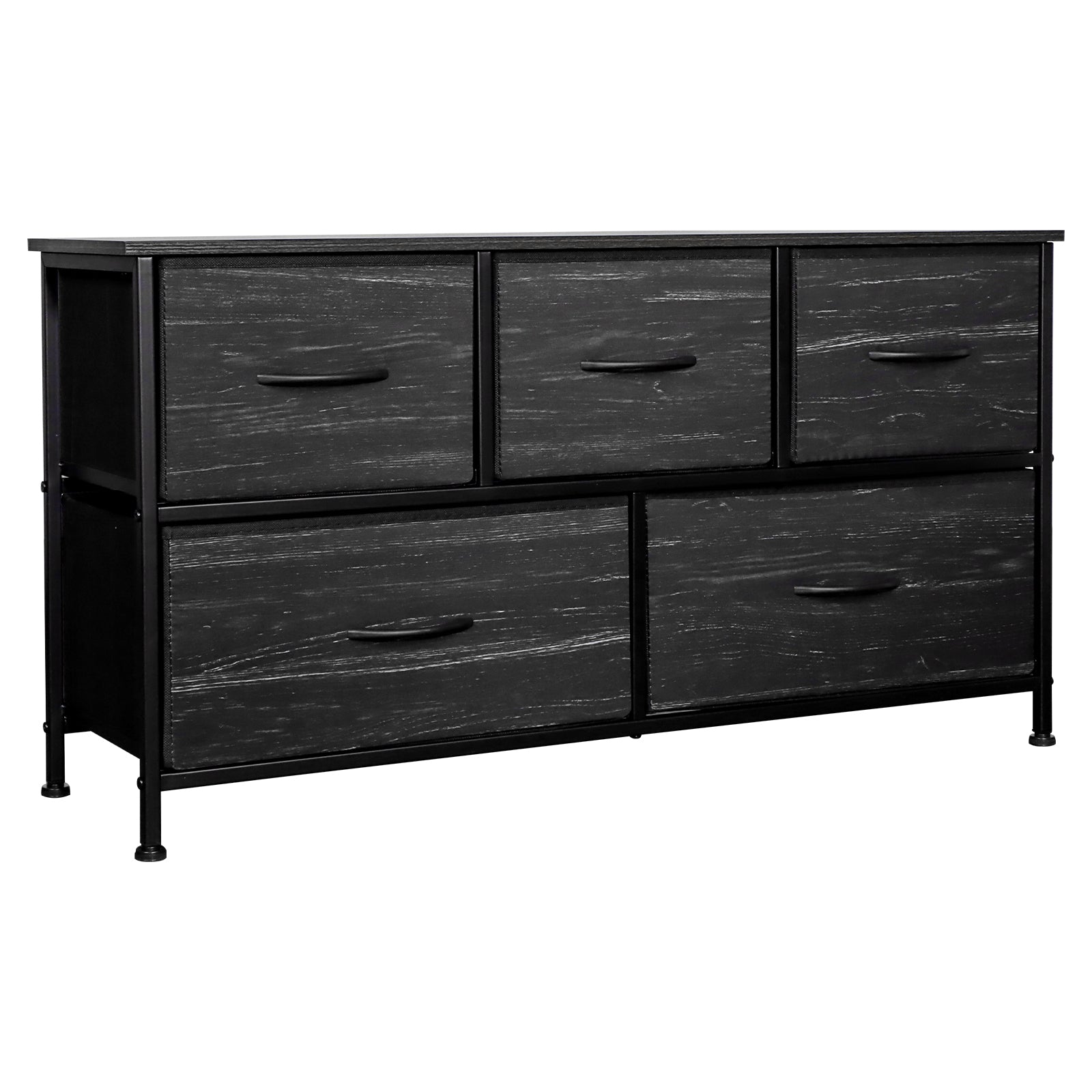 Shawken 5-Drawer Fabric Storage Dresser with Wooden Top