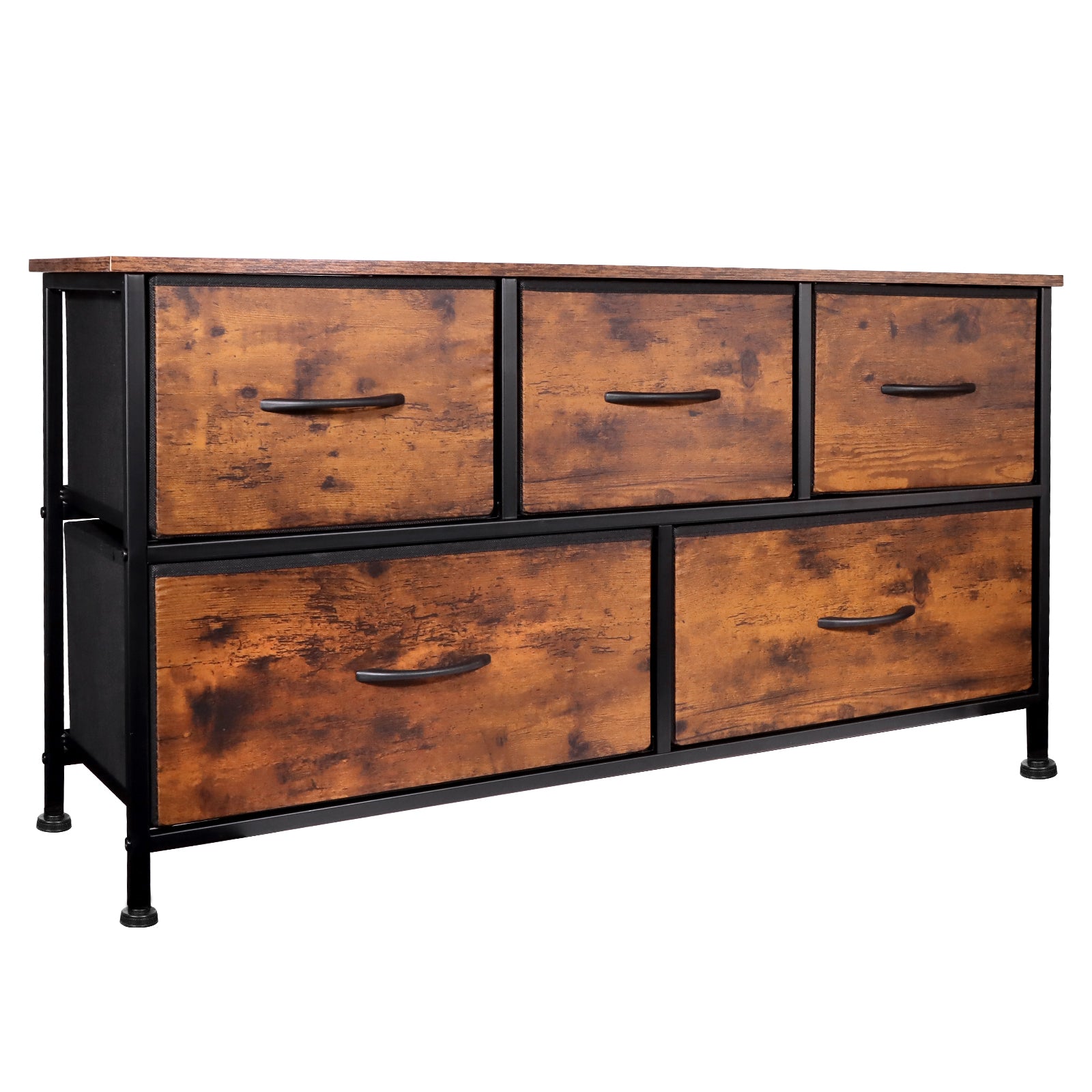 Shawken 5-Drawer Fabric Storage Dresser with Wooden Top