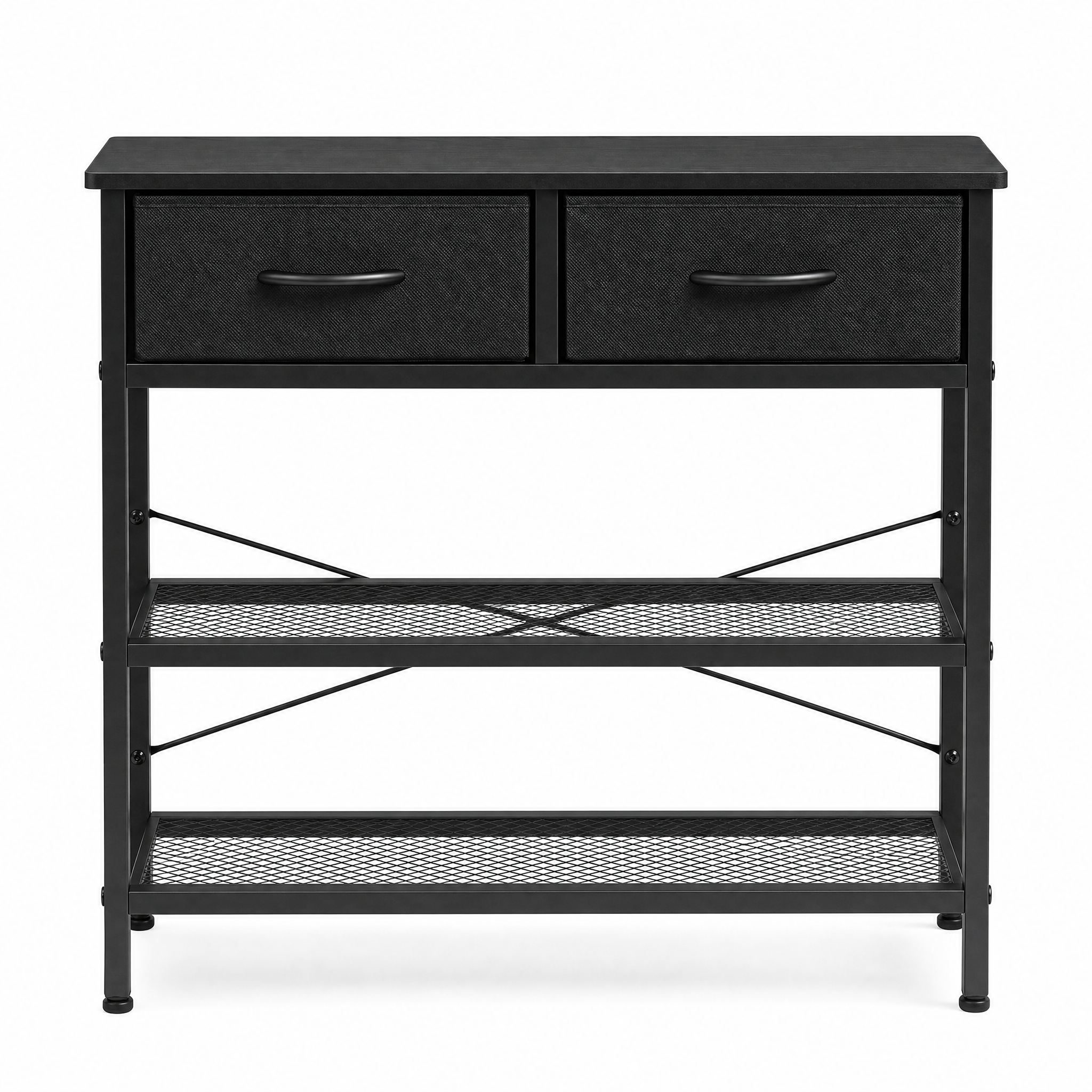 Shawken Narrow Console Table with 2 Fabric Drawers & 2-Tier Shelves