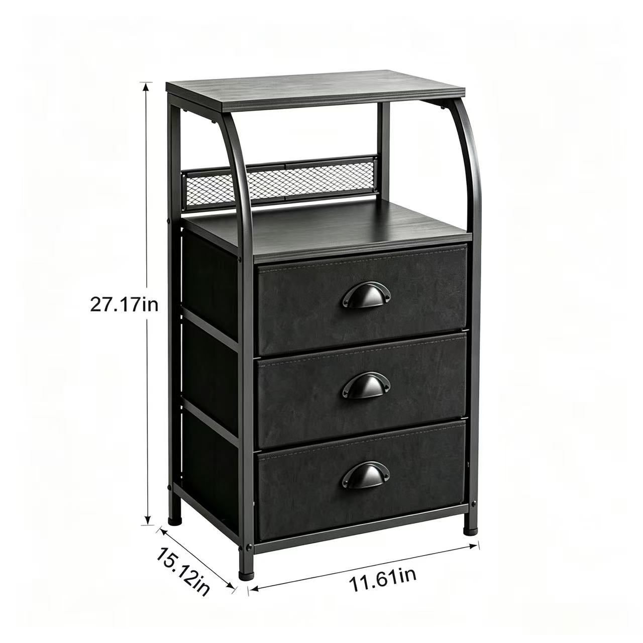 Shawken 3-Tier Curved Fabric Storage End Table