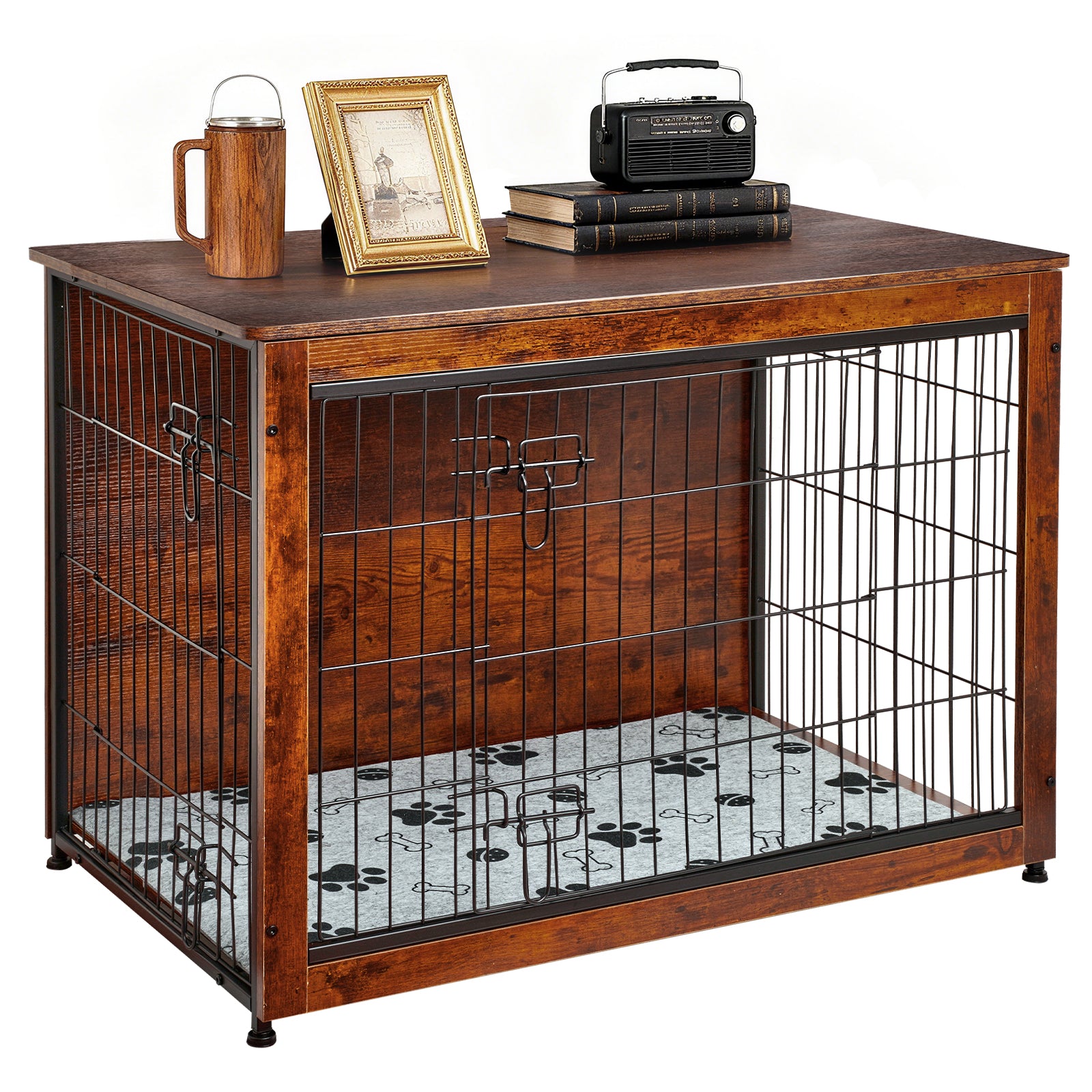 SHAWKEN 37.4" Large Wooden Dog Crate Side Table
