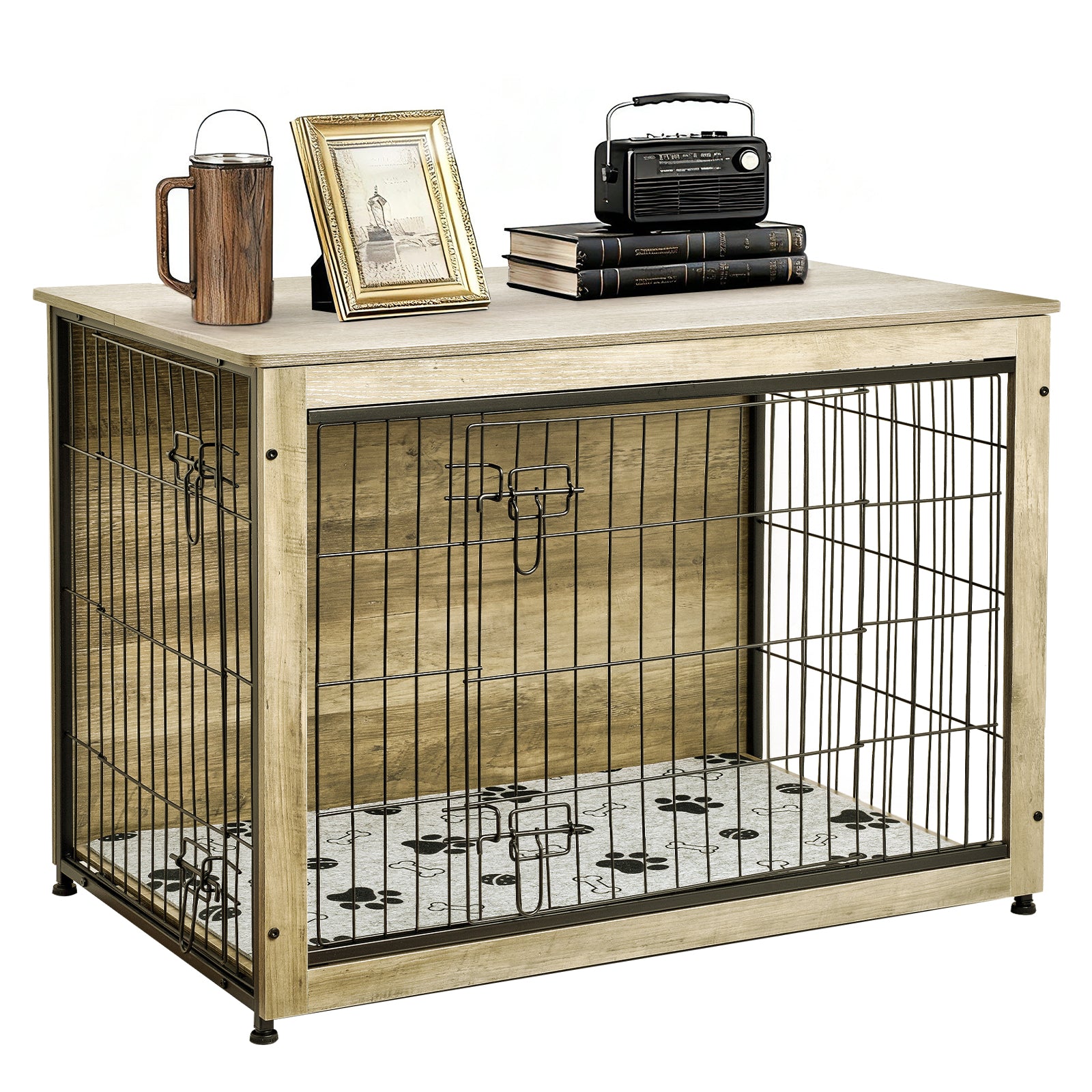 SHAWKEN 37.4" Large Wooden Dog Crate Side Table