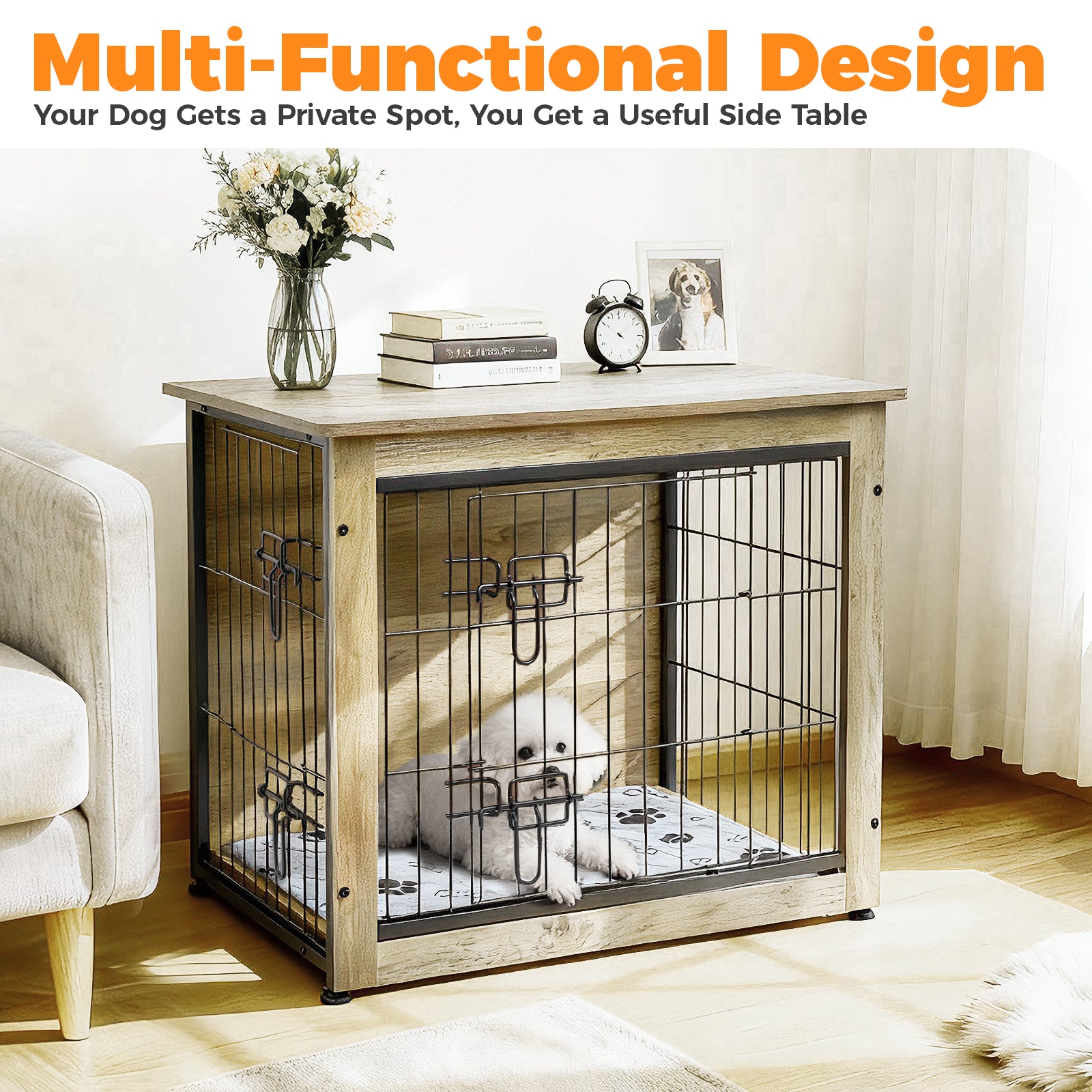 SHAWKEN 26.4" Small Wooden Dog Crate Side Table