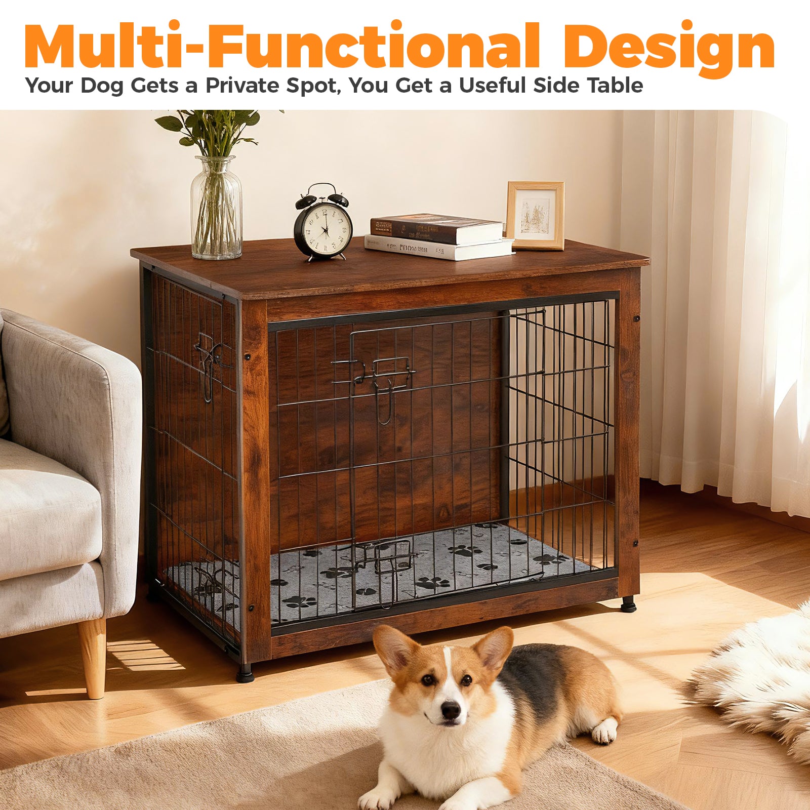 SHAWKEN 31.5" Medium Wooden Dog Crate Side Table