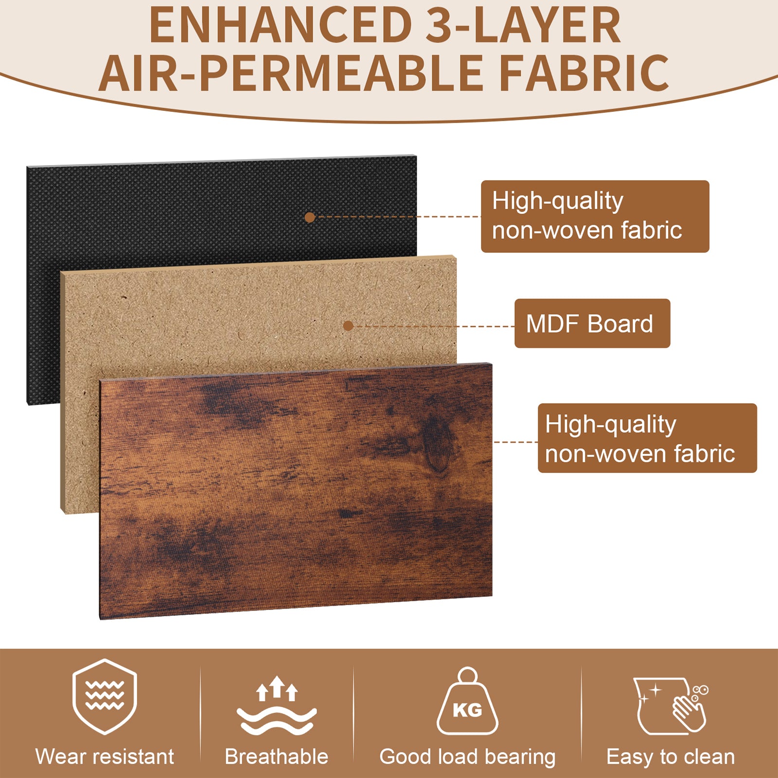 Shawken 5-Drawer Fabric Storage Dresser with Wooden Top