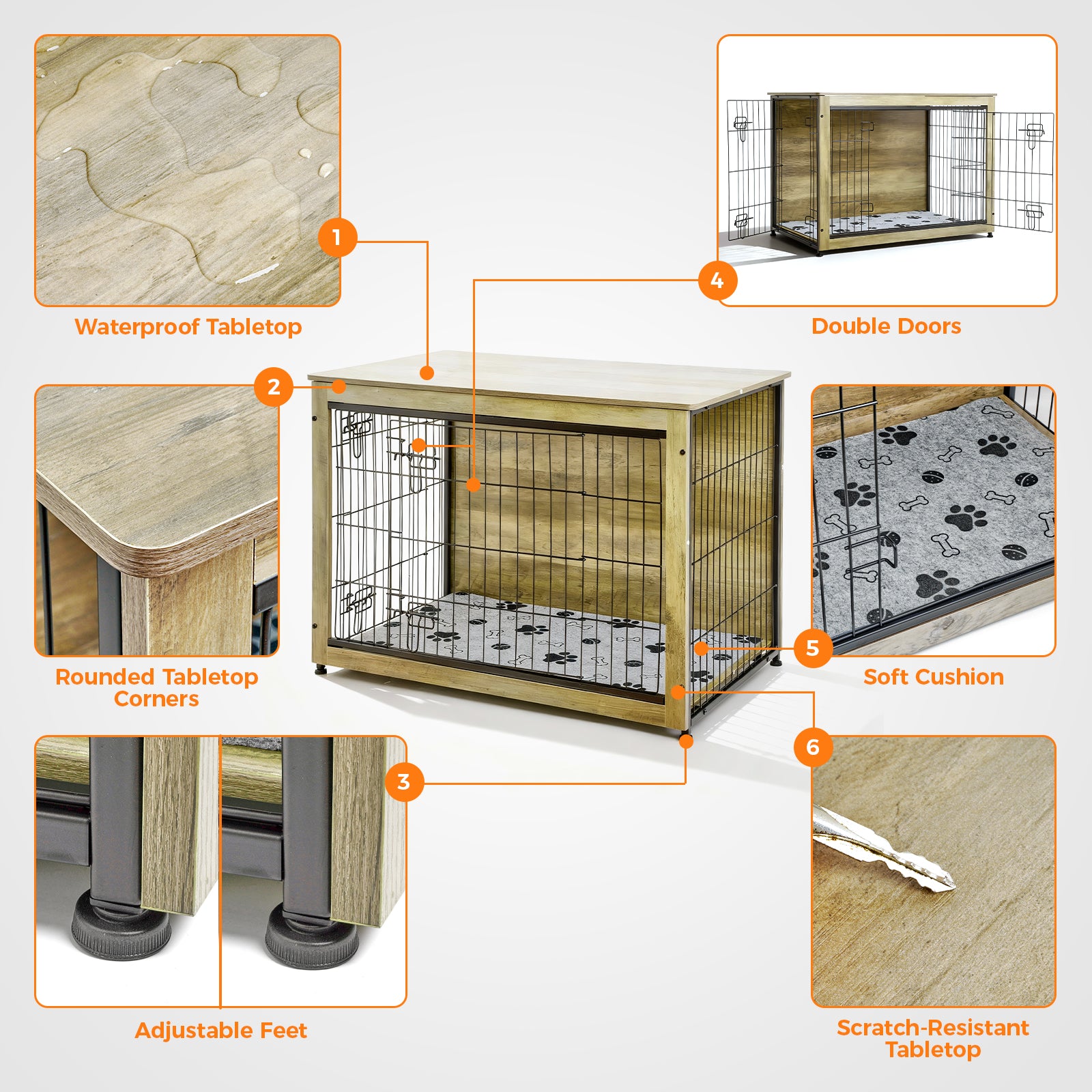 SHAWKEN 37.4" Large Wooden Dog Crate Side Table