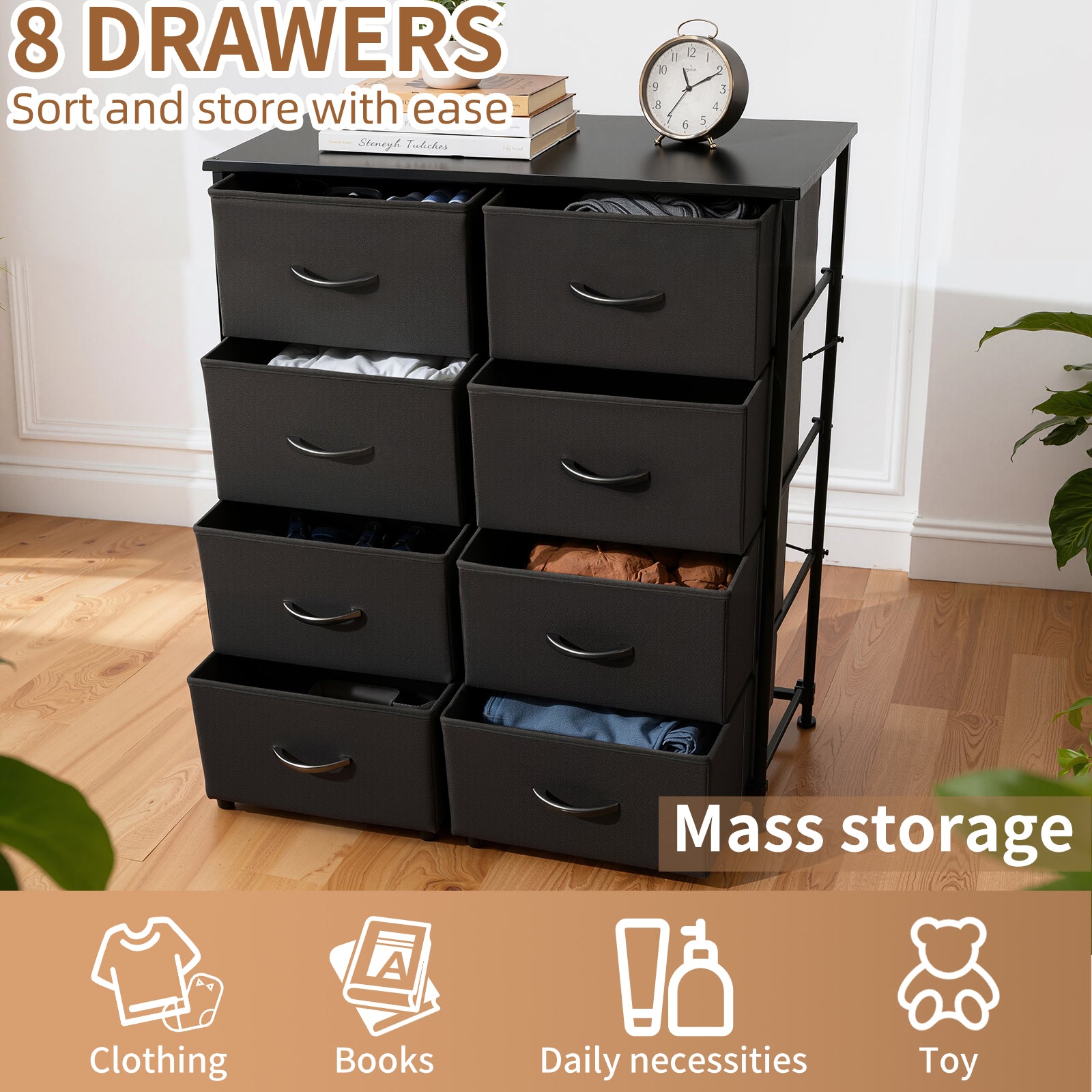 Shawken 8-Drawer Fabric Storage Dresser