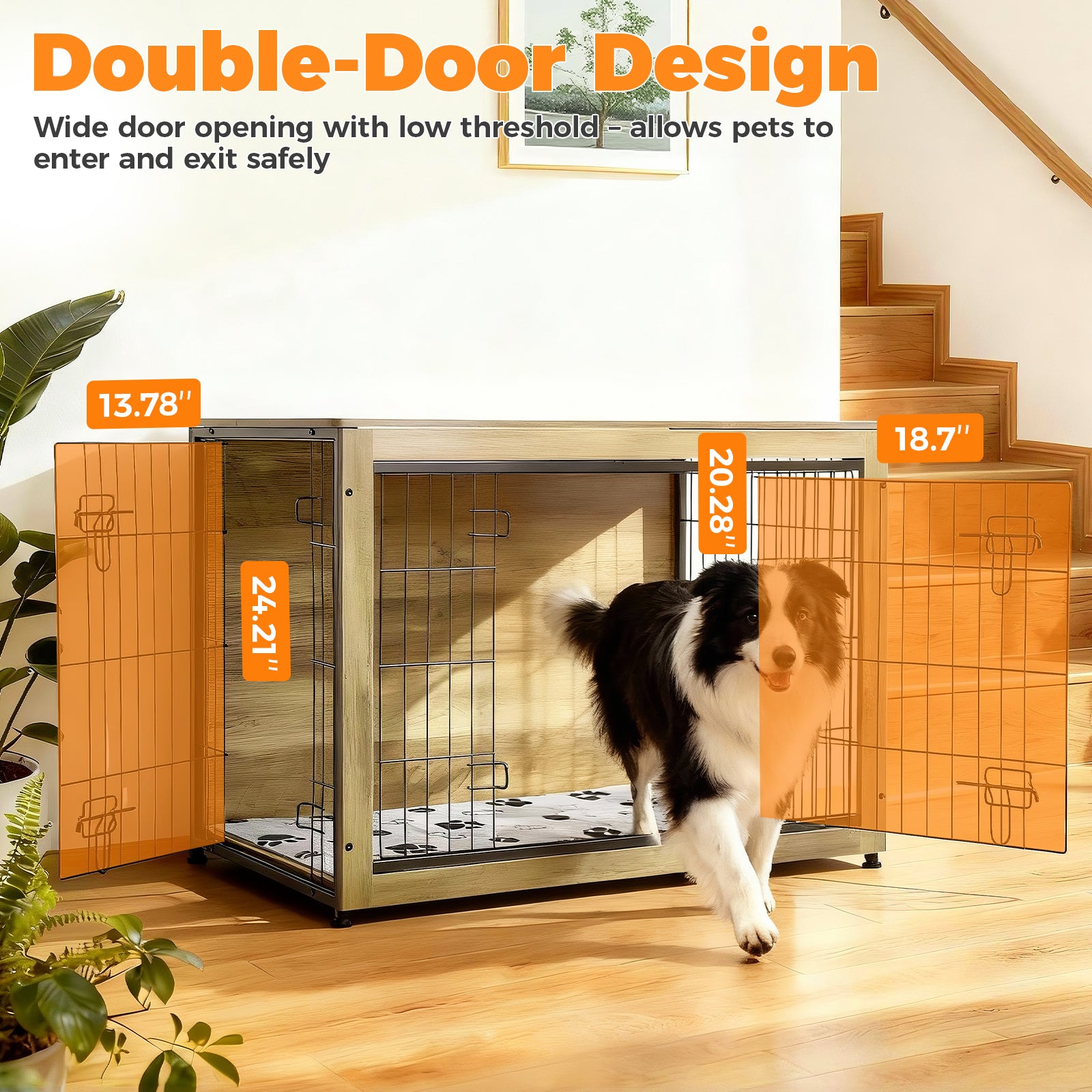 SHAWKEN 37.4" Large Wooden Dog Crate Side Table