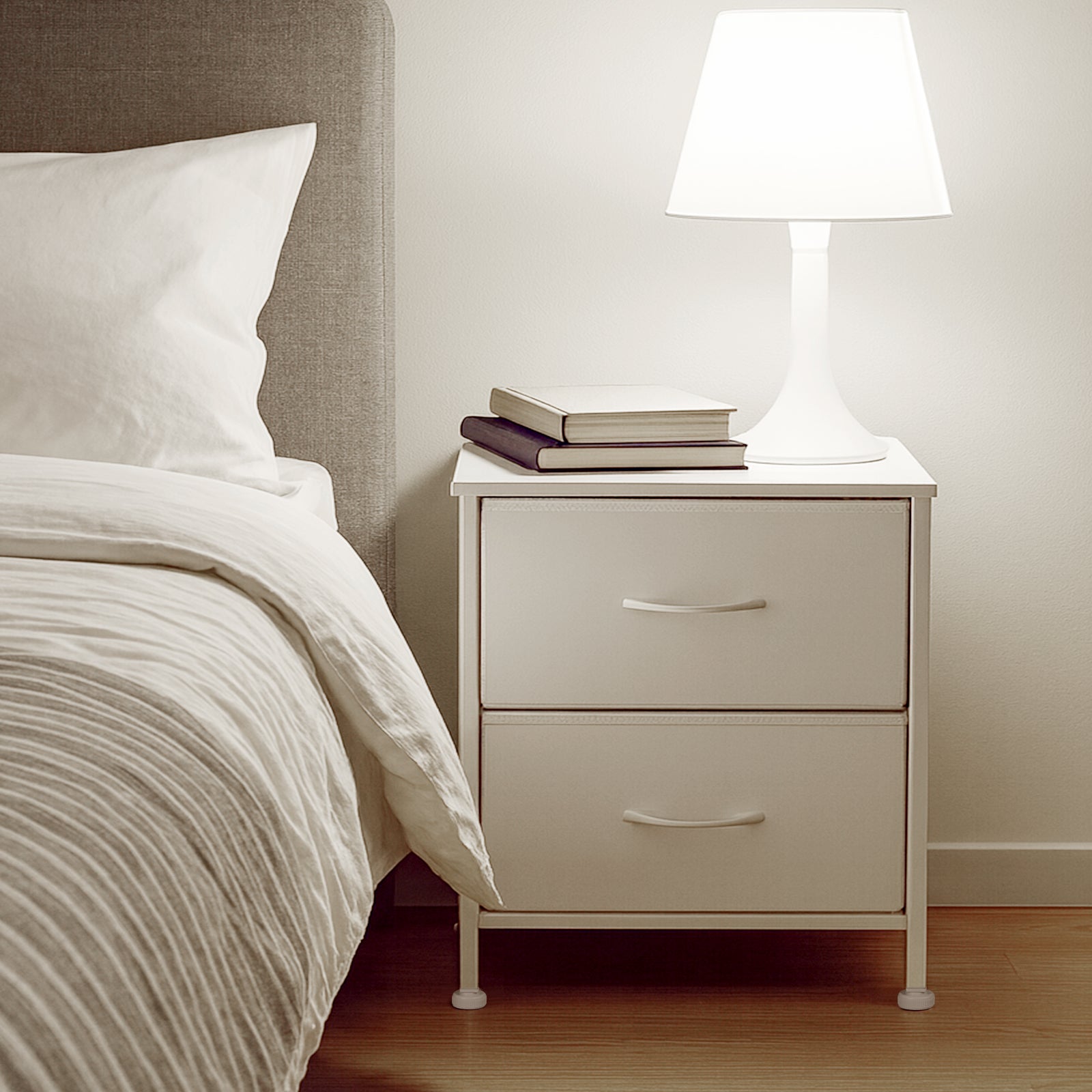 Shawken 2-Drawer Fabric Storage Nightstand