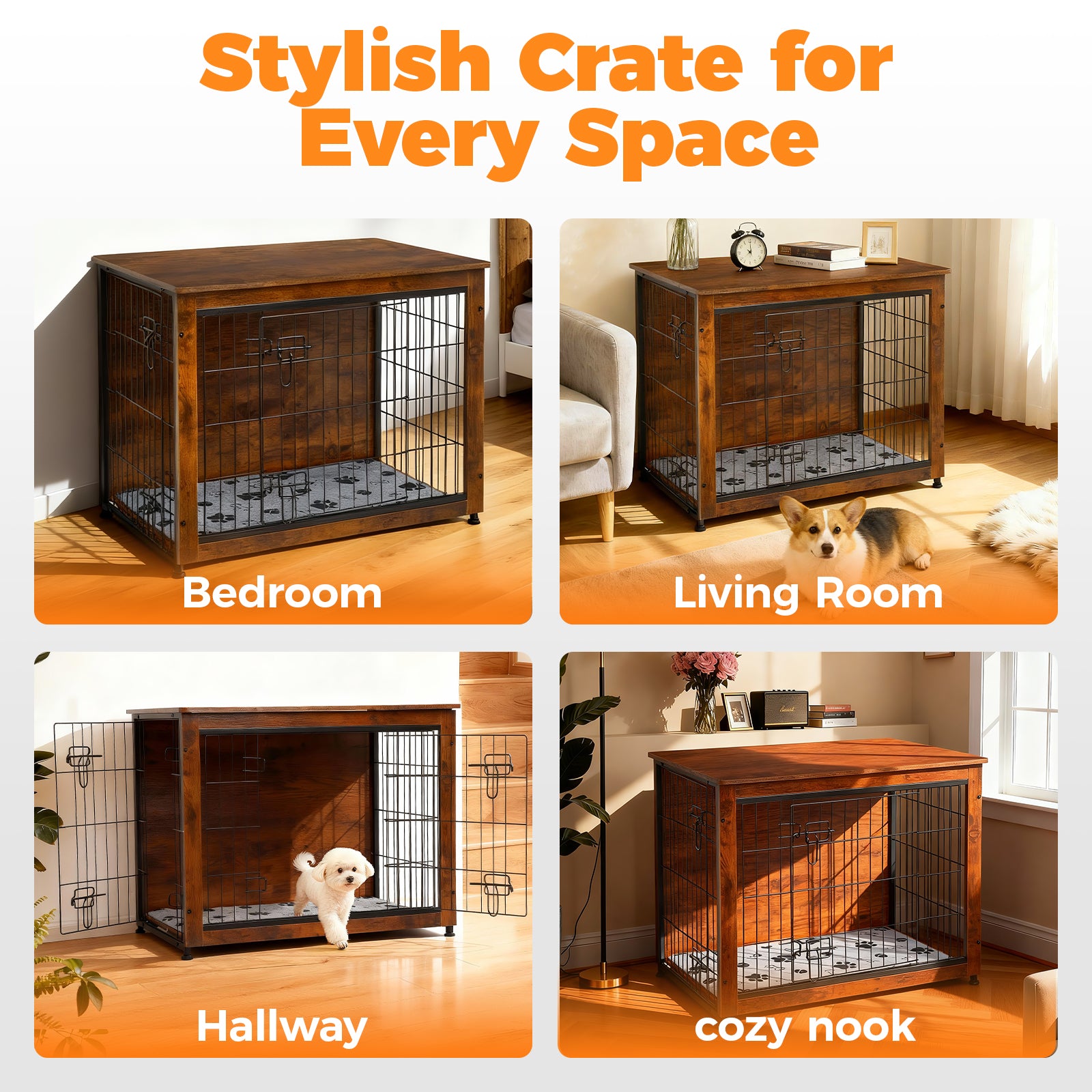 SHAWKEN 31.5" Medium Wooden Dog Crate Side Table
