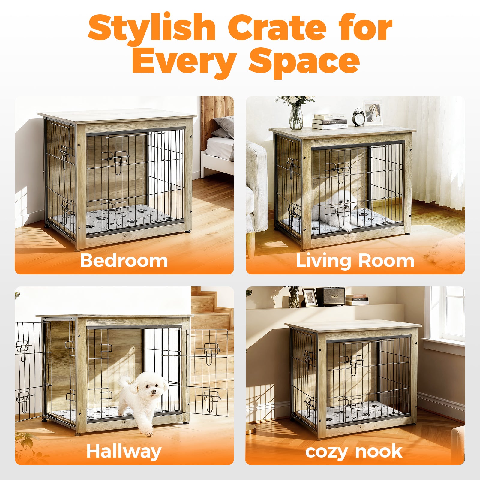 SHAWKEN 26.4" Small Wooden Dog Crate Side Table