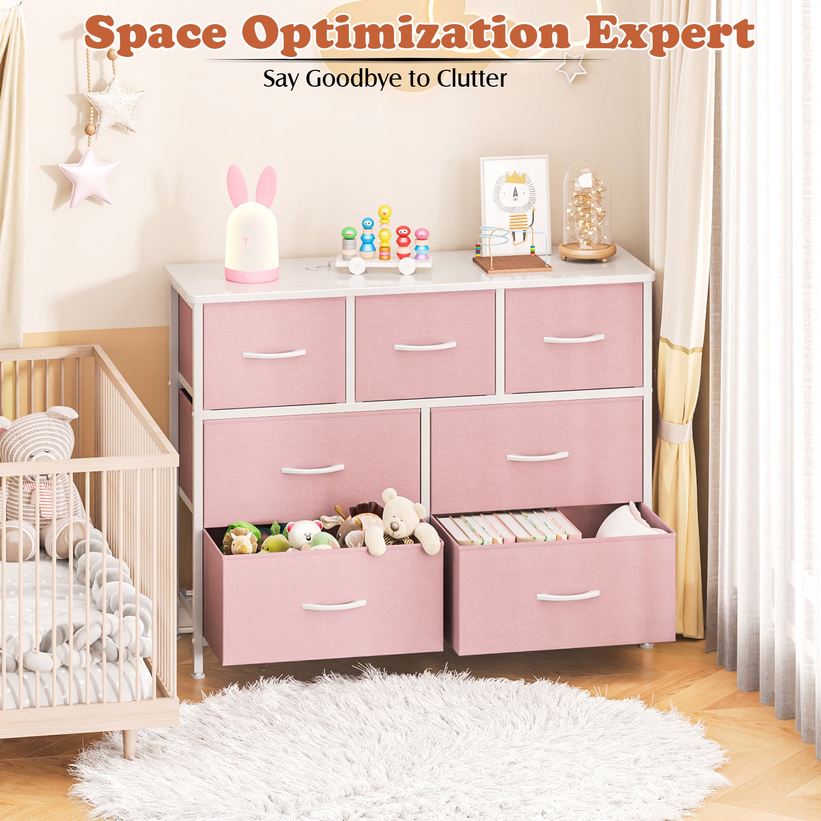 Shawken 7-Drawer Fabric Dresser, Large Storage Organizer