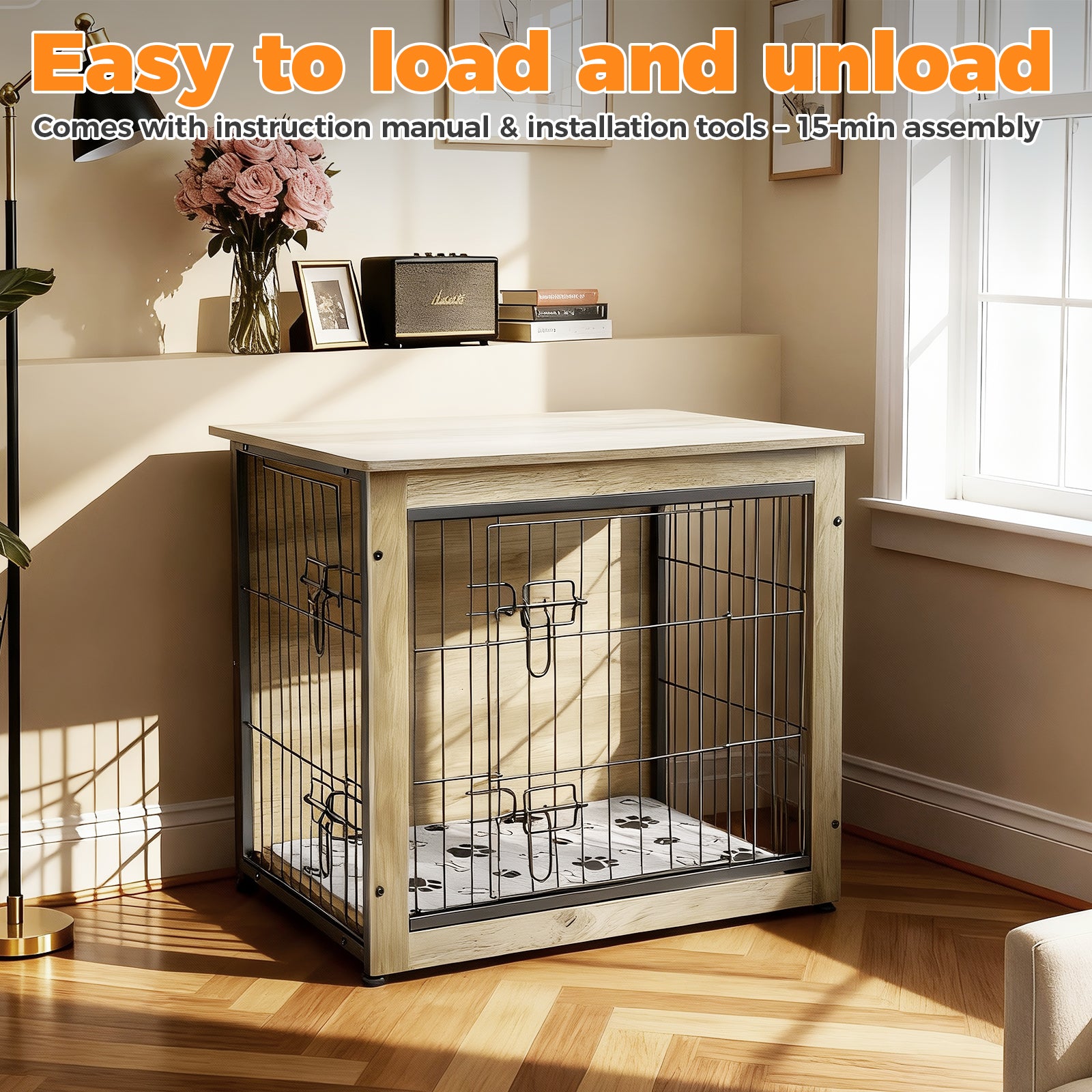 SHAWKEN 26.4" Small Wooden Dog Crate Side Table