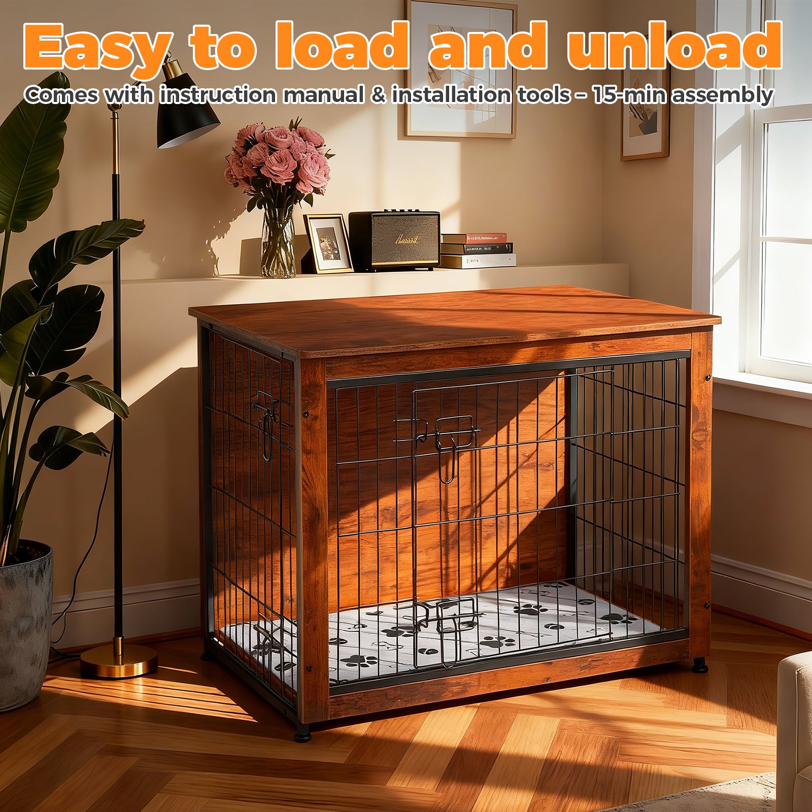 SHAWKEN 31.5" Medium Wooden Dog Crate Side Table