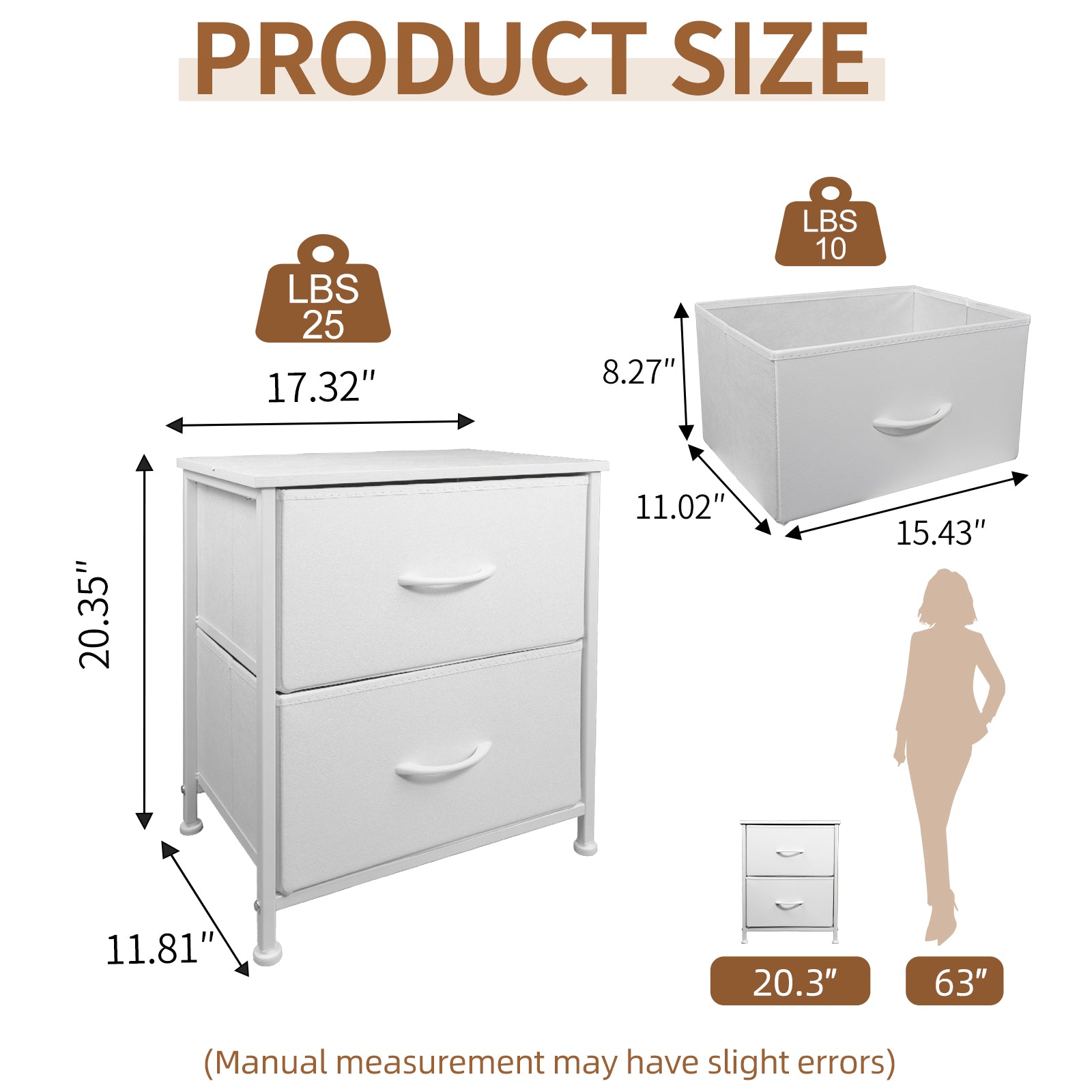 Shawken 2-Drawer Fabric Storage Nightstand