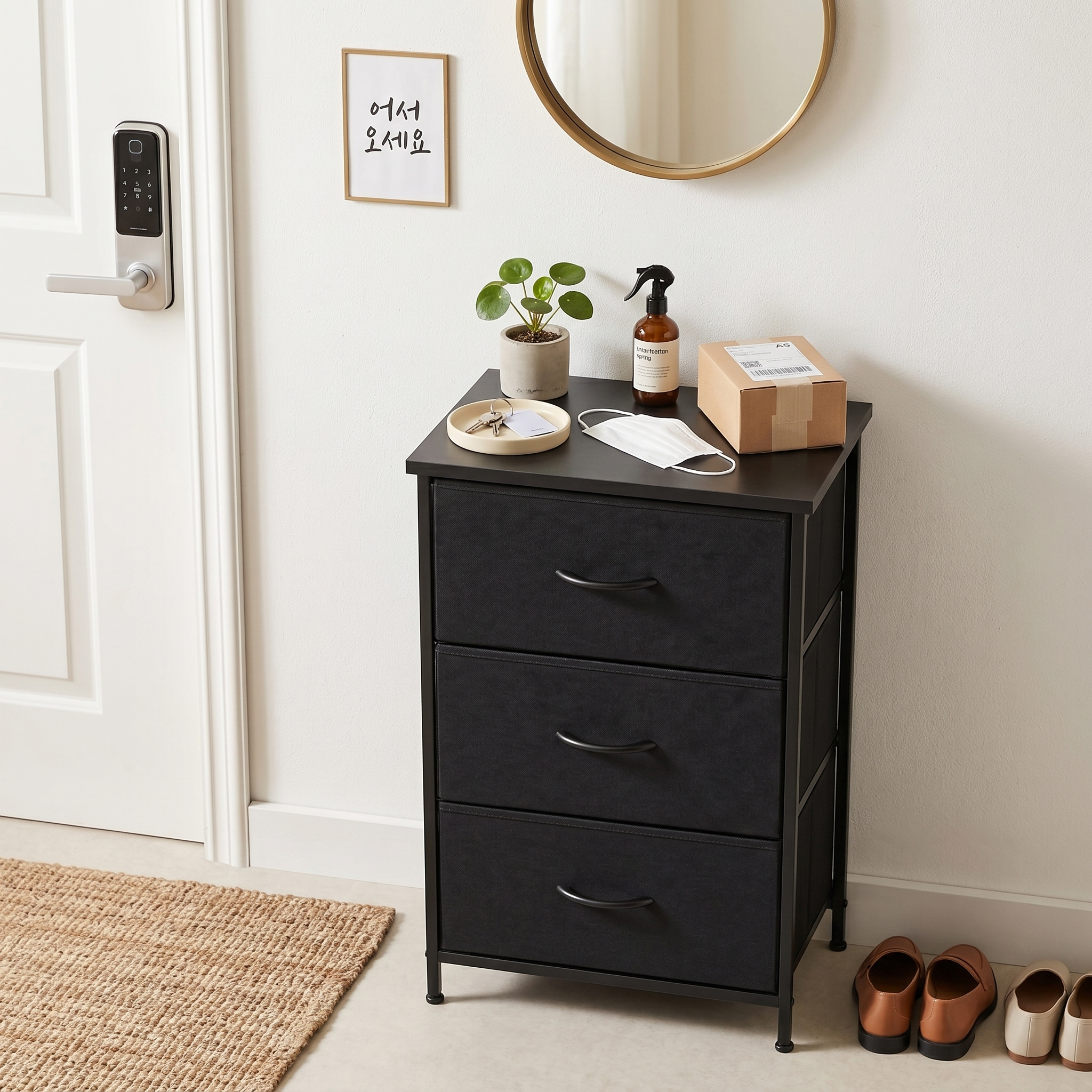 Shawken 3-Drawer Fabric Storage Nightstand