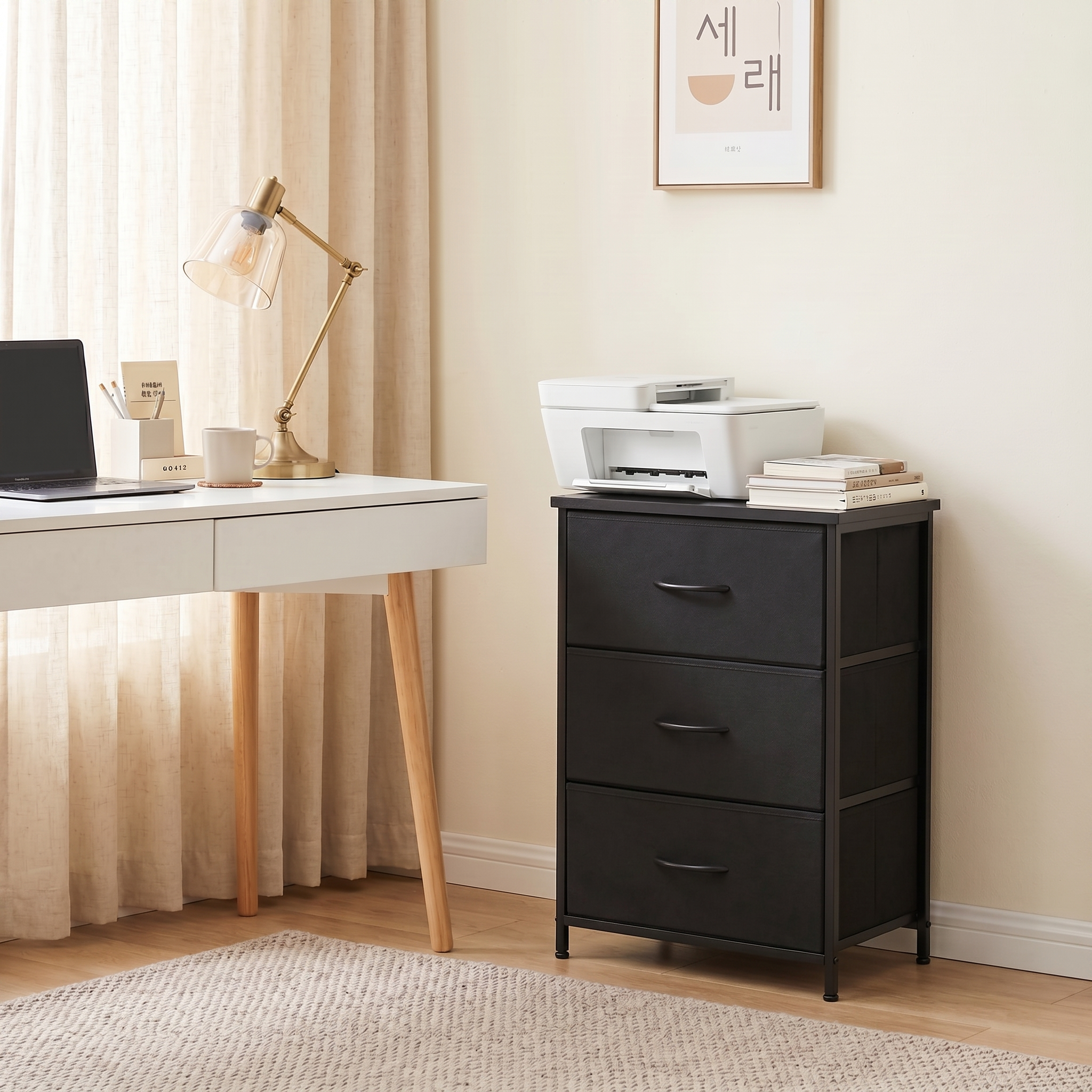 Shawken 3-Drawer Fabric Storage Nightstand