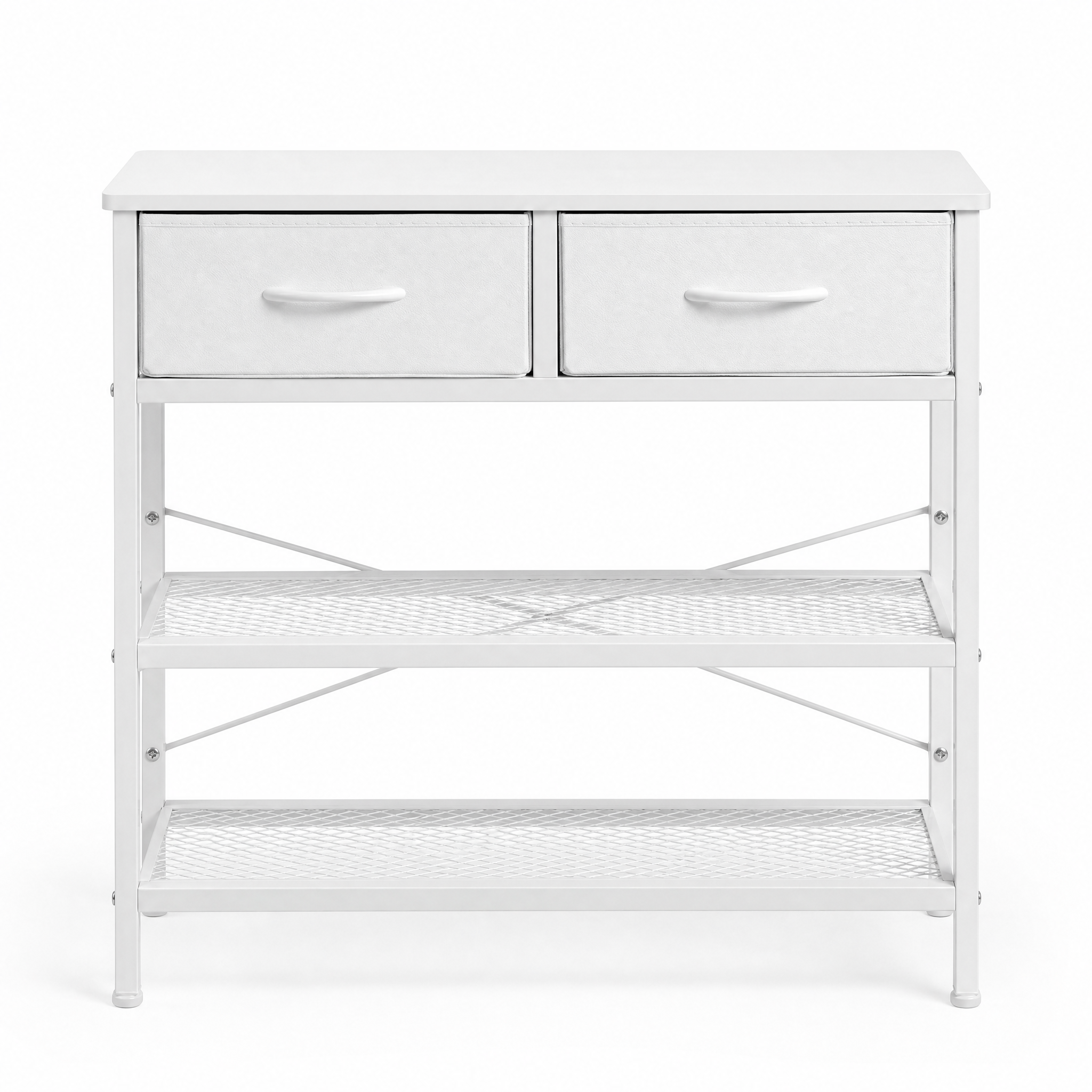 Shawken Narrow Console Table with 2 Fabric Drawers & 2-Tier Shelves
