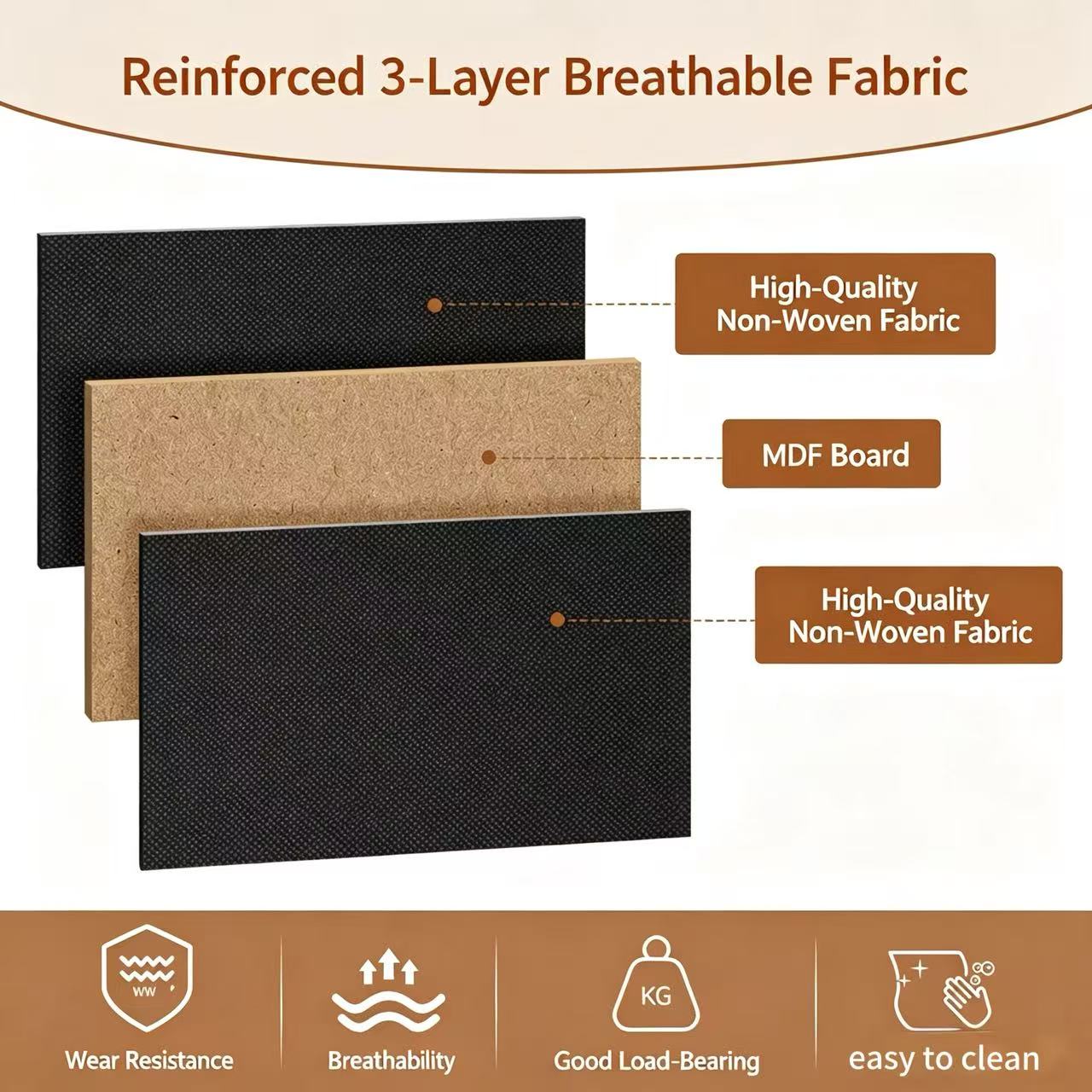 Shawken 3-Drawer Fabric Storage Nightstand